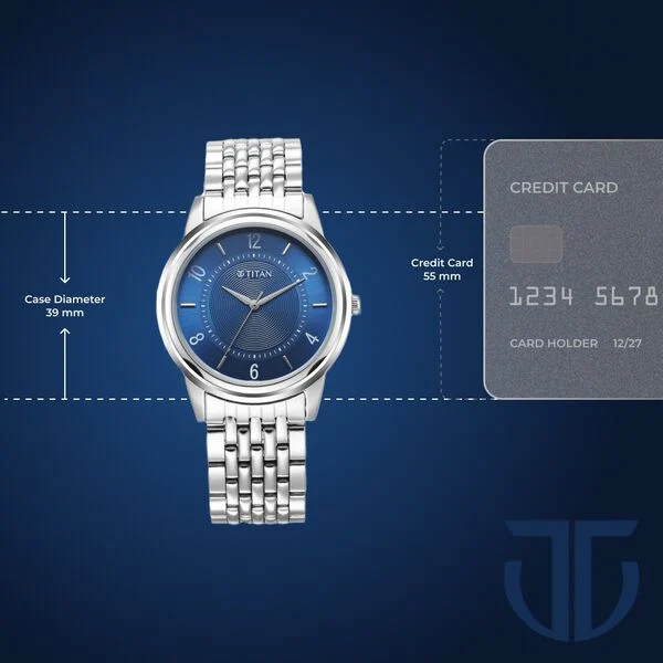 Titan Karishma Zing Quartz Analog Blue Dial Stainless Steel Strap Watch for Men