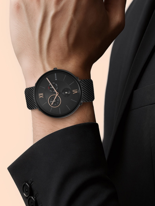 Slim Multifunction Analog With Black Dial Watch For Men - Nt1877nm01