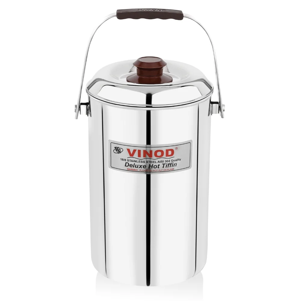 VINOD Stainless Steel Deluxe Hot Tiffin with 4 Compartments, Rust Free, Leak Proof, Insulated and Dishwasher Safe
