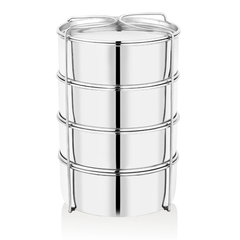VINOD Stainless Steel Deluxe Hot Tiffin with 4 Compartments, Rust Free, Leak Proof, Insulated and Dishwasher Safe