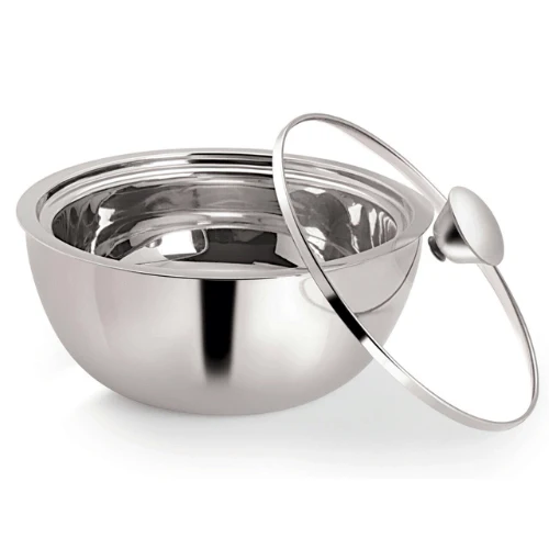 VINOD Stainless Steel Montero Insulated Casserole with Glass Lid & Steel Knob | Capacity 500 ml